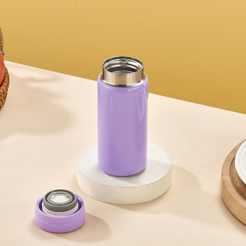 Mini Thermos Cute Water Bottle - 7 oz Tiny Insulated Vacuum 18/10 Stainless Steel Small Flask - Leak Proof & Spill Proof & Keeps Cold and Hot for Drink, Coffee, Tea - Purple - color: Purple, size: 6.8 Ounces