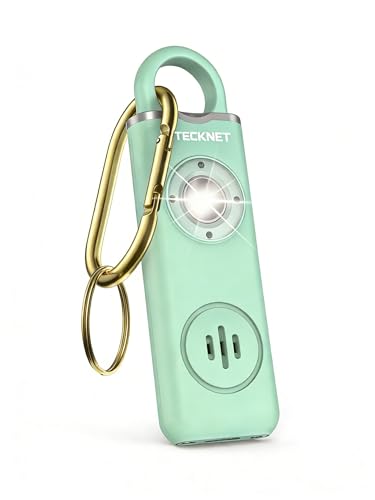 TECKNET Rechargeable Personal Safety Alarm for Women, 130dB Self Defense Keychain Alarm with SOS Strobe Light, Low Battery Notice, Personal Alarm Loud Siren Safety Keychain for Girls Kids Elderly - color: 1 Mint