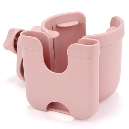 Accmor Stroller Cup Holder with Phone Holder, Bike Cup Holder, Universal Cup Holder for Uppababy Nuna Strollers, 2-in-1 Drinks Holder for Walker, Wheelchair, Scooter - color: All Light Pink