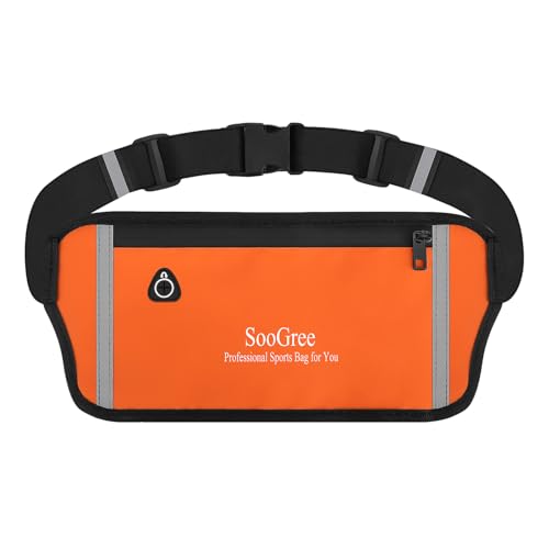 SooGree Running Belt Fanny Pack Running Waist Pack for Women Men Crossbody Bags Slim Reflective Runner Pouch Belt Cell Phone Holder Sport Waist Pack Adjustable Strap Gym Marathon - color: Orange, style: 1190