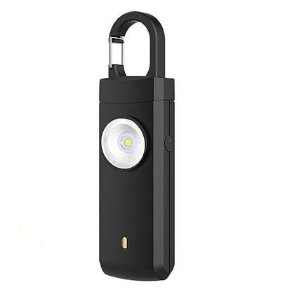 130dB Rechargeable Personal Alarm with Strobe Light & Low Battery Indicator - color: Black