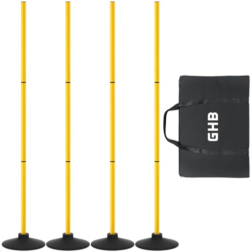 GHB Agility Poles 4 Pack 50" Sports Soccer Training Poles - size: A.Rubber Base