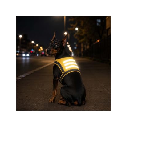 Dog Reflective Vest,High-Visibility Dogs Safety Vest for Hunting Outdoor Night Walking,Lightweight Adjustable Dog Safety Service Vest - color: Fluorescent Yellow