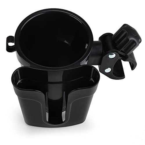Accmor Stroller Cup Holder with Phone Keys Holder, 3-in-1 Universal Cup Holder, Drinks Bottle Holder for Stroller, Bike, Wheelchair, Walker, Scooter - color: Black Grey