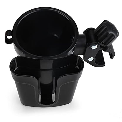 Accmor Stroller Cup Holder with Phone Keys Holder, 3-in-1 Universal Cup Holder, Drinks Bottle Holder for Stroller, Bike, Wheelchair, Walker, Scooter - color: Black Grey