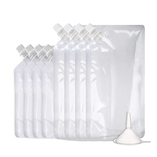 OHMAXHO Alcohol Pouches for Liquor,Reusable Drink Pouches for Adults Alcohol Drinking Flasks,Concealable Plastic Liquor Bags with Funnel,Plastic Travel Flasks (8OZ4 + 16OZ4) - color: A【8OZx4PCS+16OZx4PCS】