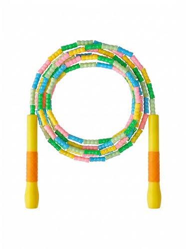 YUEDONG Kids Beaded Jump Rope, Soft TPU Segments, Kid-Sized Grip - color: YELLOW