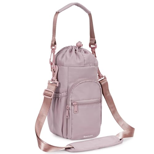 sportsnew 40oz Crossbody Water Bottle Bag for Gym Hiking - color: Pink