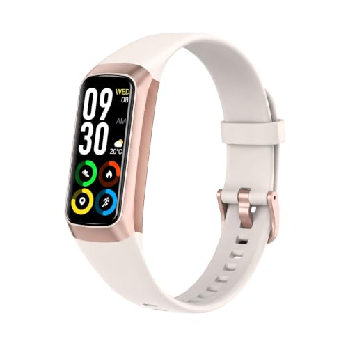 Fitness Smart Watch 1.10 Inch AMOLED HD Screen, 25 Sport Modes, 5ATM Waterproof, Heart Rate Blood Pressure Sleep Tracker, Magnetic Charging Smart Bracelet for Men Women(White) - color: White
