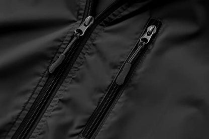Men's Lightweight Waterproof Jacket Packable Windbreaker - color: Black, size: 4X-Large