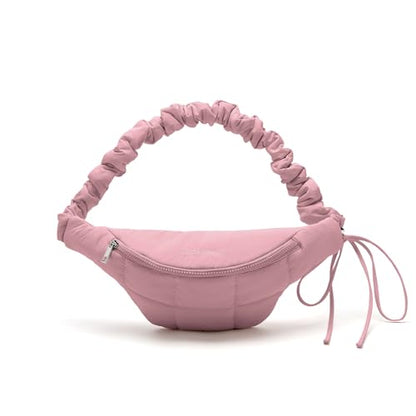 WESTBRONCO Puffer Fanny Packs for Women Small Crossbody Sling Bag, Nylon Quilted Belt Bag for Travel Hiking Running Waist Bag with Adjustable Strap - color: 202-Dark Pink