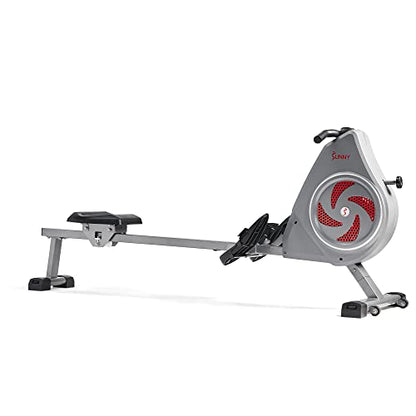 Sunny Health & Fitness Air Rowing Machine, Space-Saving Rower with Long Rail and Upright Storage for Home Gym, Full-Body Cardio Workout, Free SunnyFit Training App - color: Grey