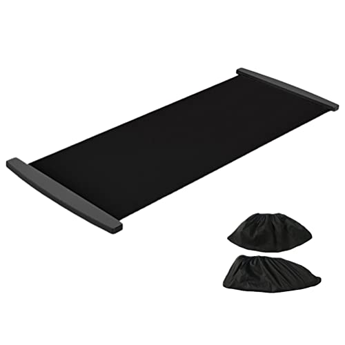 Slide Board with Shoe Cover Slimming Exercise Guide Slide Mat for Leg Pot Training Fitness Athletic Training - color: Black, size: 180*50cm