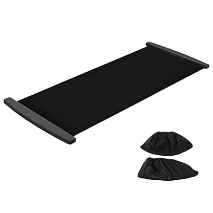Slide Board with Shoe Cover Slimming Exercise Guide Slide Mat for Leg Pot Training Fitness Athletic Training - color: Black, size: 180*50cm