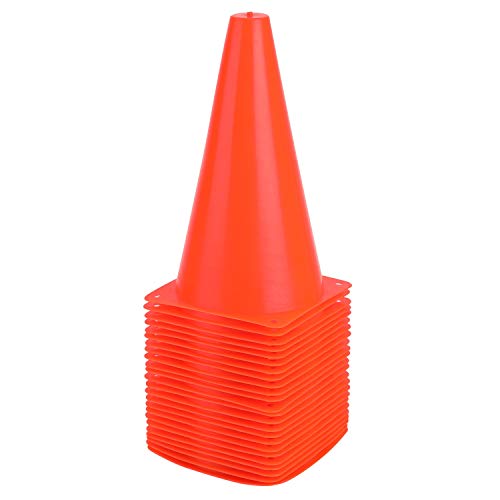 9 Inch Plastic Training Traffic Cones, Sport Cones, Set of 10/12/24 - color: 24 Pack Orange