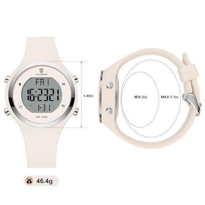 BEN NEVIS Watches for Women, Digital Sport Waterproof Chronograph Stopwatch - color: 07-AllOffWhite-A