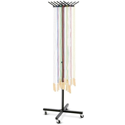 Aurelema Jump Rope Cart with Wheels Jump Rope Tree Black Sports Equipment Cart Heavy Duty Metal Holder for Cord Wire Belt Hose Storage PE Gym School, Hold More Than 200 Cord, 23.6 x 19.7 x 65 Inch
