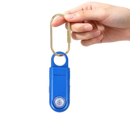 135dB Rechargeable Personal Safety Alarm Ultra-Bright Flashlight & Strobe Light. Non Slip Grip Keychain Emergency SOS Siren for Women, Students. Loud Sound Hiking Bear Alerts Blue - color: Blue