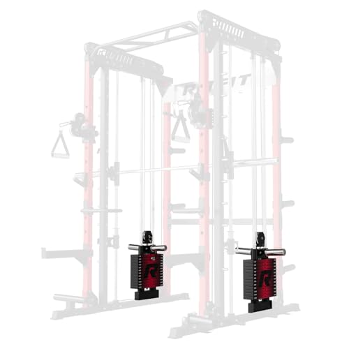 RitFit M1 Pro Smith Machine Cable Crossover Power Cage Home Gym - color: BLACK, size: Weight Stack Only