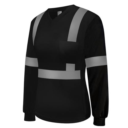Safety Shirts for Women High Visibility Shirts, Black-CV XS - color: Black-wcxj, size: X-Small