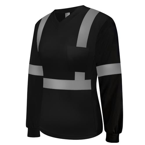 Safety Shirts for Women High Visibility Shirts, Black-CV XS - color: Black-wcxj, size: X-Small