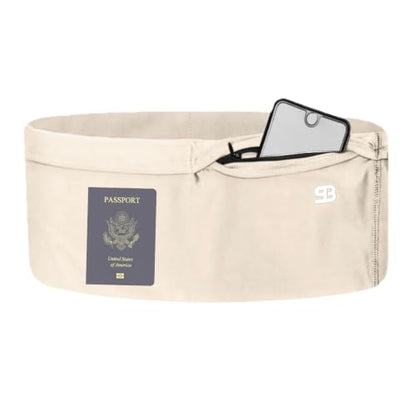 StashBandz Running Belt, Fanny Pack, & Money Belt, 4-Pocket Phone Holder - color: Ivory, size: Small