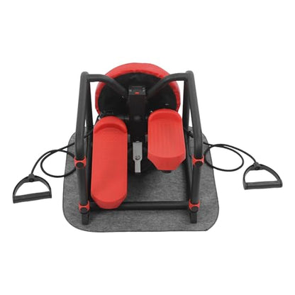 Mini Stepper with Bands & Monitor - 330LBS Hydraulic Full Body Workout, Silent Space Saving Exercise Equipment for Home Cardio, Arms, Legs & Glutes - color: Red