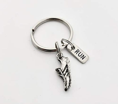 Pewter RUN Key Chain with Running Shoe Charm