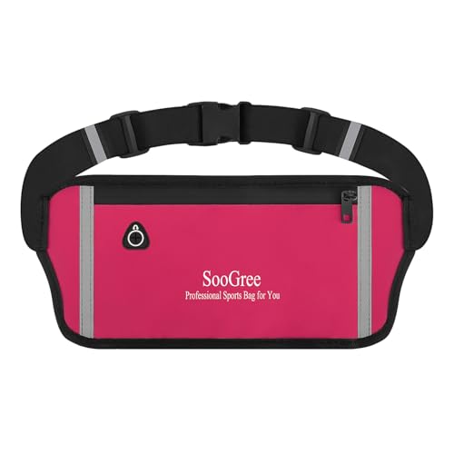 SooGree Running Belt Fanny Pack Running Waist Pack for Women Men Crossbody Bags Slim Reflective Runner Pouch Belt Cell Phone Holder Sport Waist Pack Adjustable Strap Gym Marathon - color: Red, style: 1190