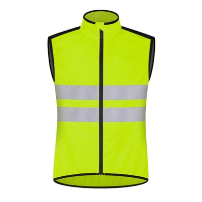 Cycling Vest for Men, Reflective High Visibility Bike Vest, Lightweight Packable Gilet, Full Zip Sleeveless Pocket - color: Yellow, size: X-Large