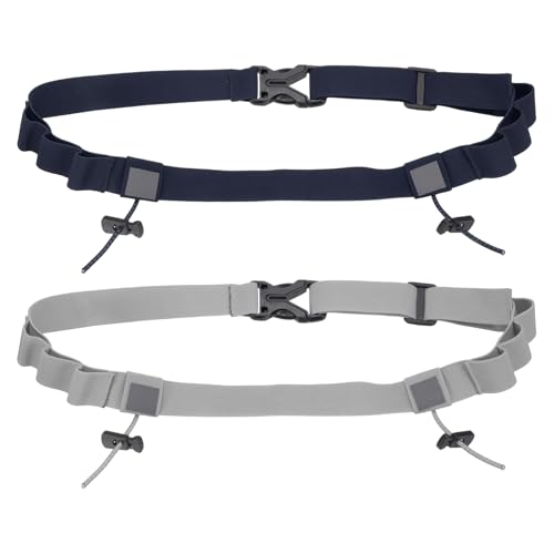 Bib Belt, Race Belt Triathlon Running Number Holder Elastic Comfortable with 6 Gel Loops, Sport Race Bib Holder 2Pcs, Light Gray/Navy Blue for Runners/Marathon/Cycling - color: Light Gray/Navy Blue