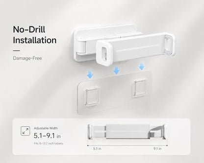 pzoz Tablet Wall Mount, No Drill iPad Holder, 360° Adjustable Mount