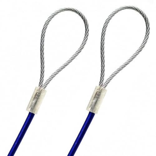 2ft Made to Order in USA Tether Cable with Double Loops Galvanized Steel Wire Rope 1/16" Vinyl Coated to 1/8", Aluminum Sleeves (2 feet, Blue) - color: Blue, size: 2ft