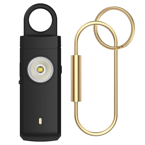 Rechargeable Personal Alarm for Women - Christmas Birthday Gifts for Women, Daughter, College Student, Teen Girl, Elders, Kids, Siren Alarm, Safety Keychain, USB Charging, Black - color: Black