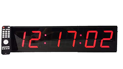 Huge Industrial Warehouse Cafeteria Gym Clock Stopwatch Countdown Timer 4 Inch Numbers Aluminum Frame with Full Function Remote Control … (Small)