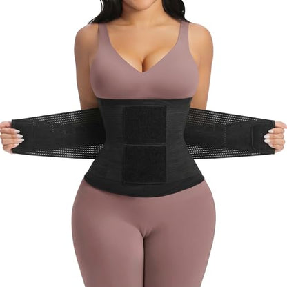 YIANNA Waist Trainer Sauna Sweat Waist Cincher Tummy Control Body Shaper - color: Black, size: Large