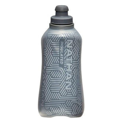 Nathan SpeedDraw 2 Insulated Handheld Running Water Bottle Flask 18oz – Double-Wall Insulation, Ergonomic Grip, Blast Valve Cap, Phone & Key Storage Pockets, Reflective Design - color: 18oz Insulated - Ribbon Red