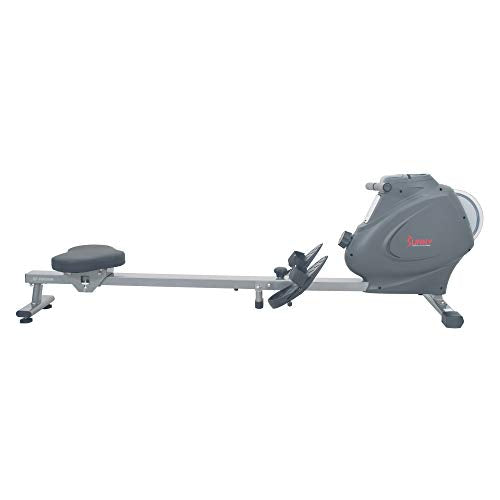 Sunny Health & Fitness Foldable Magnetic Rowing Machince for Home, 44" Long Rail & 16-Level Resistance Rower for Cardio Workout, Free SunnyFit Training App, Optional Footplate for Standing Exercises - color: Grey