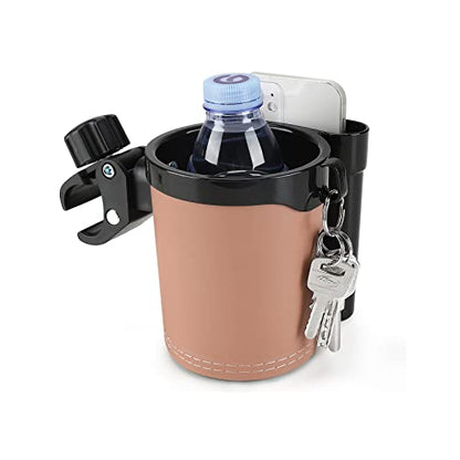 Accmor Stroller Cup Holder with Phone Keys Holder, 3-in-1 Universal Cup Holder, Drinks Bottle Holder for Stroller, Bike, Wheelchair, Walker, Scooter - color: Black Brown