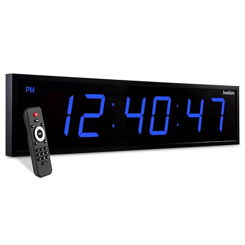 Ivation Oversized Digital Wall Clock with Large LED Display & Timer, 48" - color: Blue, size: 48" Inch