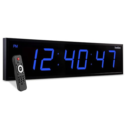 Ivation Oversized Digital Wall Clock with Large LED Display & Timer, 48" - color: Blue, size: 48" Inch