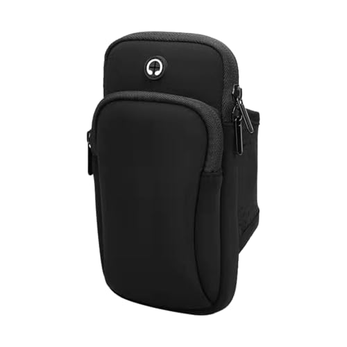 Phone Holder for Running, Walking, Workout, Under 7 in Armband Smartphone Holder, Phone Pouch Cards Keys Wallet, Gym Sports Arm Bands Sleeve Fit Women Men(Color:Black)