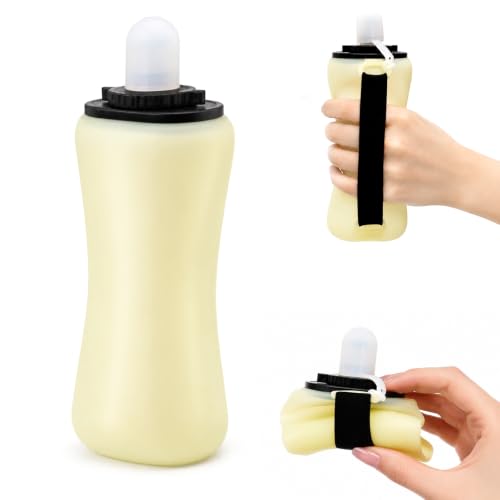 Handheld Running Water Bottle, 11.8OZ Collapsible Water Bottle - color: Yellow