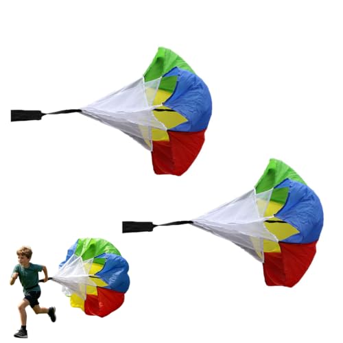 Kids Speed Training Resistance Parachute, Running Drag Chute for Youth Athletes Track Field Sprint Football Soccer Train Workout Equipment, Variable Resistance at Different Speeds - color: Red#2Pcs