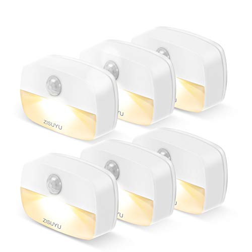 ZISUYU 6-Pack Mini Motion Sensor Night Light Indoor Battery Operated - color: Warm