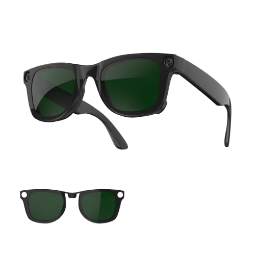 HIBLOKS Polarized Clip-on for Ray-Ban Meta Wayfarer (Standard 50-22, Green) - size: Standard, Green, Shiny Black Frame