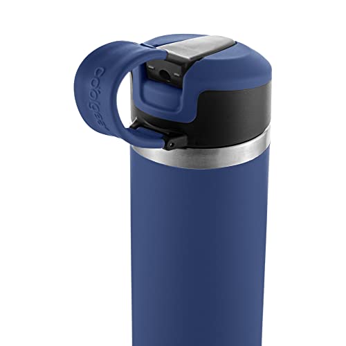 COOL GEAR 2 Pack System Pivot 22oz Stainless Steel Water Bottle | Silicone Tension Strap Water Bottle - Papaya/Blue - color: Papaya/Blue