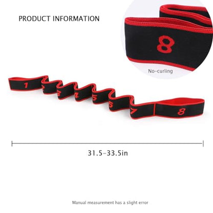 Number Stretch Resistance Band with Clear Markings Stretch Strap Fitness Resistance Band for Stretching and Yoga Elastic Exercise Band with Loops，Elastic Training Bands for Flexibility - size: about 31.5~33.5IN