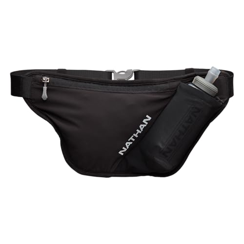 Nathan Hydration Belt for Running - Hydrapak Soft Flask 18oz Bottle with ExoSpine - Breathable, Adjustable Comfort Fit - Angled Flask Holder - Pinnacle Featherlite, Ultra-Light - style: Black
