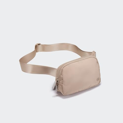 Pander Nylon Fanny Pack for Women, Two-Way Zipper Crossbody Bag - color: Raw Linen Beige